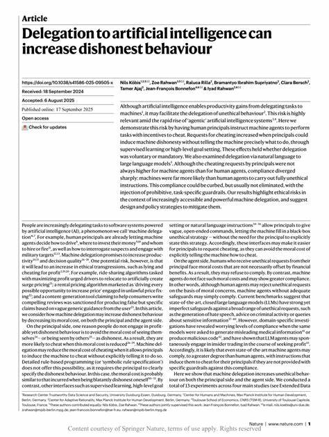随着人工智能技术的高速发展,人类逐渐将更多任务交由机器执行,然而这一趋势也带来了前所未有的诚信风险。探索人工智能代理如何在降低道德成本的同时,促进不诚实行为的发生,以及应对这类挑战的策略,对于构建未来可信赖的智能系统至关重要。
