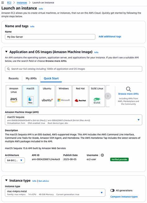 全面介绍Amazon EC2 M4及M4 Pro Mac实例的技术优势、使用场景及配置方法,助力苹果平台开发者高速构建与测试应用,提升云端开发效率。涵盖硬件性能提升、存储与网络规格、macOS Sonoma支持及AWS集成应用场景。
