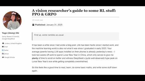 深入解析 PPO(近端策略优化)与 GRPO(组相对策略优化)在基于人类反馈的强化学习(RLHF)中的角色、数学直觉、实践差异与工程权衡,结合 DeepSeek R1 的简洁设计思想,帮助视觉领域研究者与工程师快速上手并理解在大规模语言模型微调中的关键决策点
