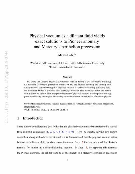 通过流体真空理论,科学家们获得了对先锋号飞船异常加速度和水星近日点进动的精确解释,揭示了宇宙引力与时空结构的新视角,推动现代物理学的发展。

