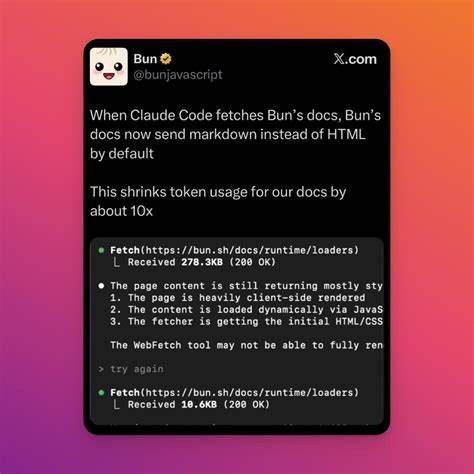 解析为何将文档以 Markdown 而非 HTML 直接交付给 Claude Code 更高效、安全且利于检索,详述在 Bun 环境中实现的最佳实践、请求协商、响应头设置、缓存与性能优化以及面向 LLM 应用的注意事项与工作流建议
