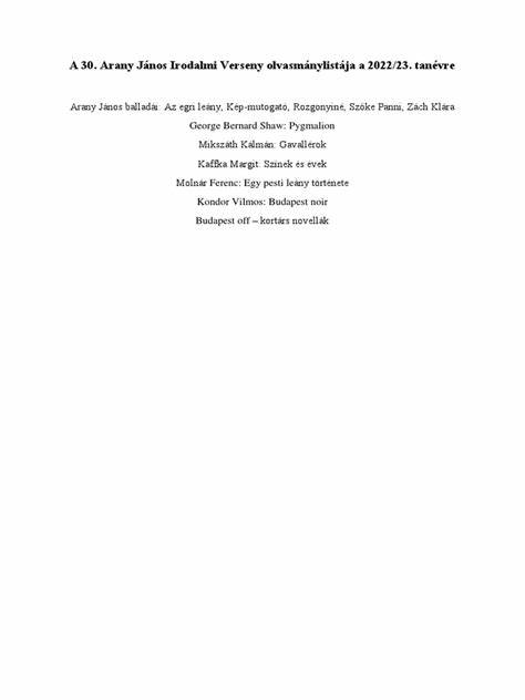 第31届阿兰·约翰文学竞赛作为匈牙利最具影响力的青少年文学赛事之一,吸引了全国各地的文学爱好者。本篇深入剖析该赛事的历史背景、参赛细则及其对年轻文学人才培养的重要意义,带您全面了解这场文学盛事。
