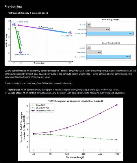 随着人工智能技术的飞速发展,训练和推理效率成为衡量大型语言模型性能的关键指标。Qwen3-Next作为最新一代旗舰模型,通过创新技术实现了训练速度和推理能力的显著提升,推动智能应用进入新的高度。本文深入解析Qwen3-Next的技术优势、架构设计及其对AI发展的深远影响。
