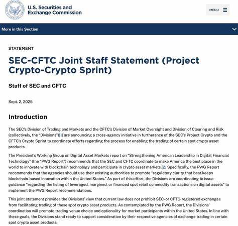 美国证券交易委员会(SEC)与商品期货交易委员会(CFTC)联合推出创新监管框架,旨在促进现货加密货币产品的健康发展,保障投资者权益,推动市场透明和竞争力提升,助力美国在区块链领域保持领先地位。
