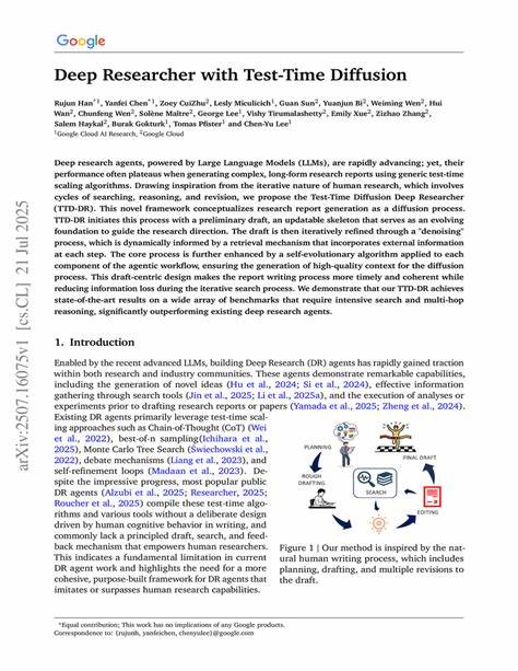 深入解析基于测试时扩散机制的深度研究者(TTD-DR)框架,揭示其如何通过仿真人类研究迭代过程,实现长篇综合报告撰写和复杂推理任务的突破性进展,推动智能研究助手迈向新高度。
