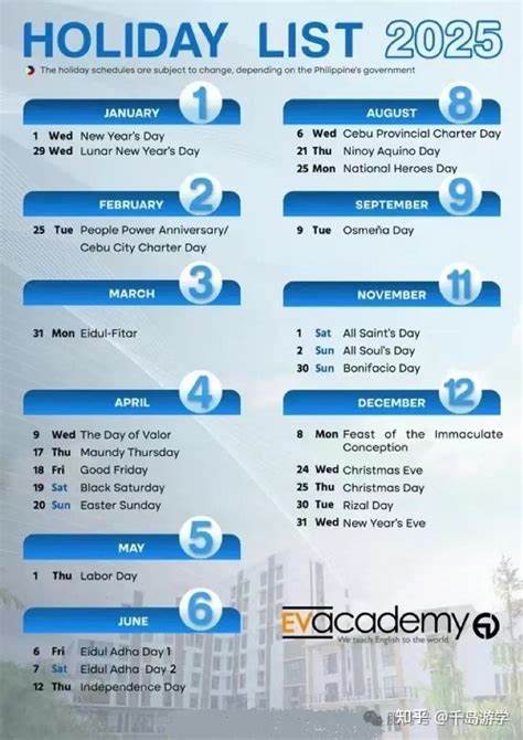 覆盖2025年菲律宾主要公共假期和重要节庆的时间推测与安排建议,帮助准备赴菲游学或短期出行的中国旅客提前规划假期、机票与课程时间,以应对天气、学校放假与签证等关键因素
