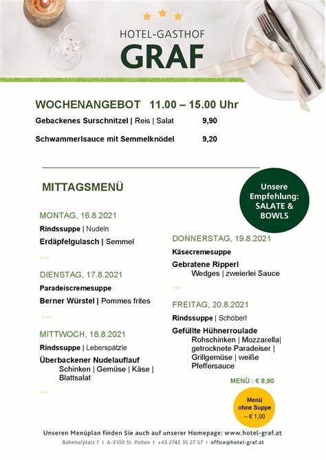 介绍了在奥地利圣珀尔顿的Hotel-Gasthof Graf餐厅预订餐桌的最佳方法,帮助读者了解预订流程、联系方式以及预订小贴士,确保每次就餐都顺利愉快。
