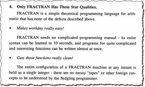 深入解析FRACTRAN编程语言的原理、历史背景及其在计算理论中的重要地位,揭示其独特的算法设计和应用潜力。了解如何利用分数序列实现复杂计算及生成素数序列的神奇机制。
