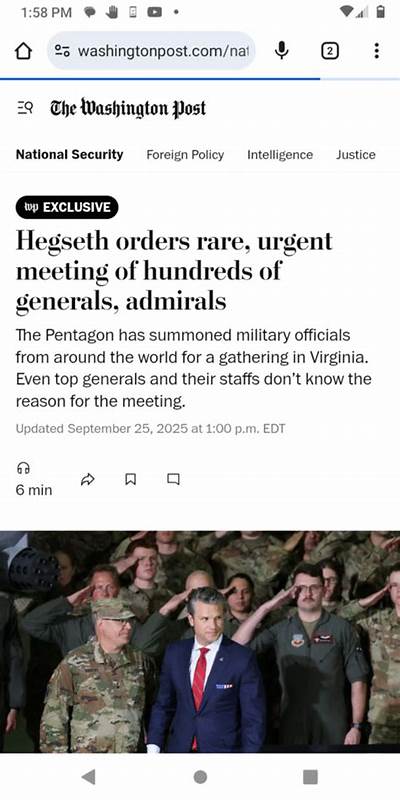 防长赫格塞斯在弗吉尼亚昆提科基地召集全球多位将军与海军上将,战略布局及国防结构调整引发高度关注,会议的背景与影响成为军事与政治界热议焦点。
