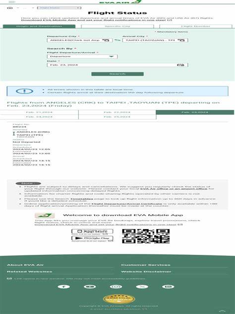 探讨如何利用EVA航空官方平台与移动应用高效查询美国地区航班状态,及时了解航班延误、取消及航班变更信息,保障您的行程顺畅无忧。本文详细介绍EVA航空航班状态查询的功能,使用流程及实用技巧,助力旅客随时掌握航班最新动态。
