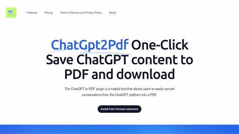 随着人工智能技术的飞速发展,ChatGPT已经成为人们交流和获取信息的重要工具。如何将珍贵的ChatGPT对话内容高效、专业地保存和分享,成为了众多用户的需求。ChatGPT2PDF为用户提供了一种便捷而安全的转换方式,助力您轻松打造精美的PDF文档,实现对话的永久保存与高效展示。本文深入解析ChatGPT2PDF的功能优势及使用方法,帮助您轻松掌握对话转PDF的最佳实践。

