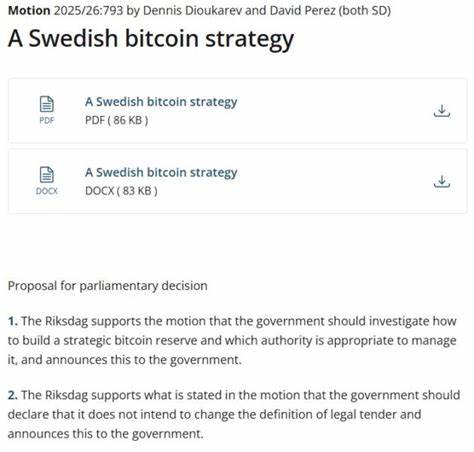 围绕瑞典议员提出建立战略比特币储备的最新动向,梳理政策背景、法律与监管环境、经济与金融影响、托管与治理方案以及可行的实施路径,为决策者和公众提供系统性分析和务实建议
