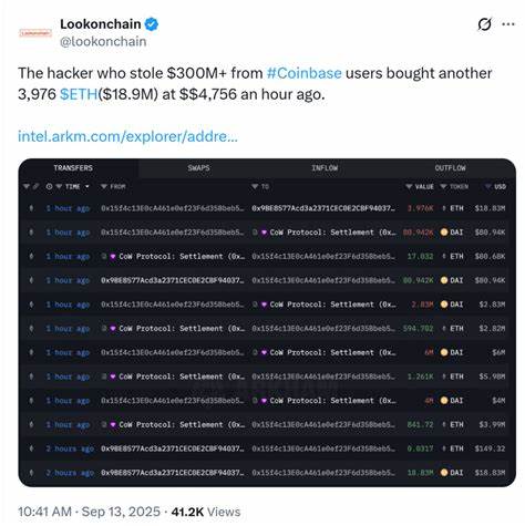 一只被标记为"Coinbase黑客"的钱包最近大手笔购入近4000枚以太坊,投入高达1890万美元的资金。在以太坊价格突破每枚4700美元的关键时刻,这一动态引发了市场的广泛关注和讨论。
