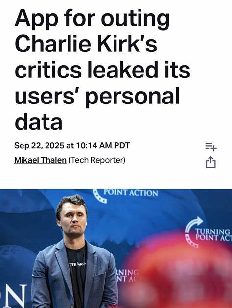 针对保守派活动家查理·柯克批评者的匿名举报应用"Cancel the Hate"因数据泄露事件引发广泛关注,暴露了用户个人信息安全的重大风险,同时反映出数字时代政治表达与隐私保护的复杂交织。
