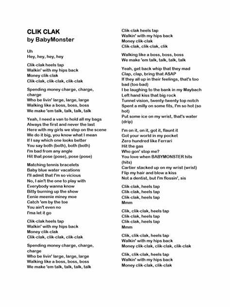 围绕 Babymonster 单曲 Clik Clak 的歌词内容、翻译问题、音乐制作与舞台表现展开全面分析,结合 Tekstowo.pl 的收录与波兰语译文,探讨歌曲在全球流行语境中的传播与解读方式
