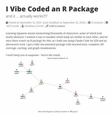 深入介绍如何通过AI辅助开发一个功能完整的R包,连接WaniKani API,实现对日语汉字的可视化和数据分析,帮助学习者高效识别和记忆汉字,提高日语学习效果。
