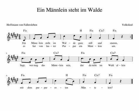 深入解析德语经典儿童民谣《Ein Männlein steht im Walde》的历史渊源、歌词意象与旋律结构,提供乐谱与和弦学习建议,并探讨现代编曲与教学应用,帮助教师、家长和音乐爱好者更好掌握与传唱这首传世童谣。
