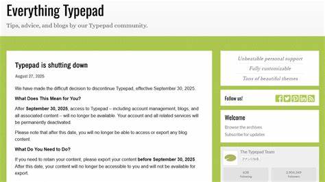 随着Typepad的关闭,许多博客主和网站运营者面临迁移与重建的挑战。本文全面分析Typepad关停的原因、影响及替代方案,助力内容创作者顺利过渡,保持在线身份和品牌影响力。
