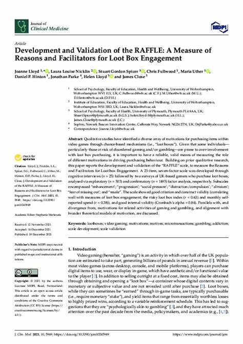 深入探讨yRAFFLE量表在青少年群体中的验证过程与应用价值,揭示青少年参与虚拟开箱行为的多维动机及其与游戏成瘾之间的关联,对预防潜在赌博风险具有重要意义。
