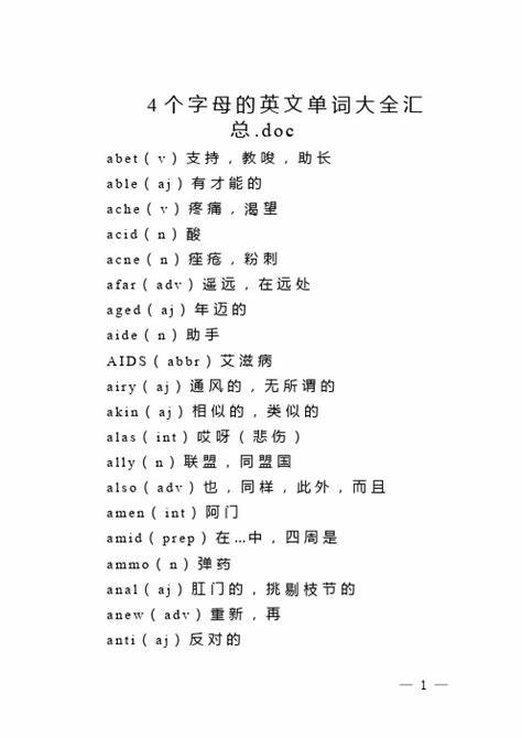 四个字母的唯美单词以其简洁而富有内涵的特质,受到了众多语言爱好者和网络用户的青睐。通过解析这些单词的含义、常见应用及文化背景,帮助读者更好地理解和欣赏语言的魅力。文章全面探讨了四字母词汇在日常表达和情感传达中的独特价值。
