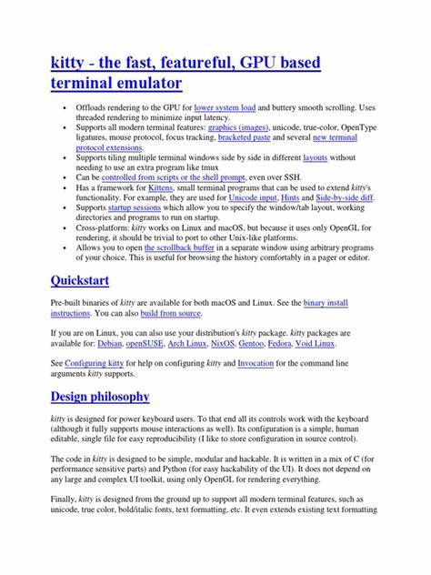 全面解析基于GPU加速的终端模拟器kitty,深入探讨其卓越性能、强大功能与跨平台优势,助力开发者提升终端操作体验,实现高效工作流程。
