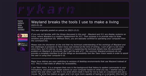 随着Linux系统向Wayland显示协议转型,许多依赖辅助技术的用户面临严重的使用障碍。本文深入探讨Wayland对辅助工具尤其是语音控制软件Talon Voice的影响,揭示这一转变带来的技术难题及其对残障用户的现实意义,并分析未来可能的解决路径。
