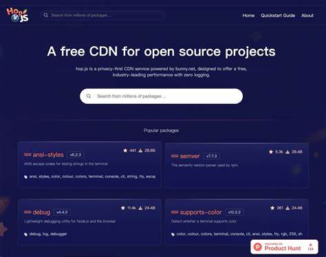 介绍 hop.js 的核心特性与优势,解析其如何通过无日志承诺、全球边缘存储和供应链安全检测,为开源生态提供高性能、隐私友好且易于迁移的静态资源分发解决方案。
