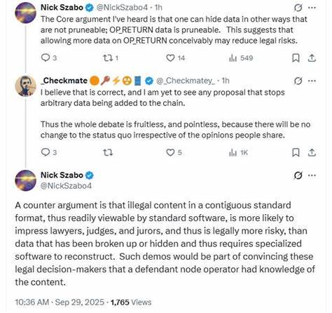 尼克·萨博重返论战:Bitcoin Core v30、OP_RETURN扩容与比特币未来的抉择
