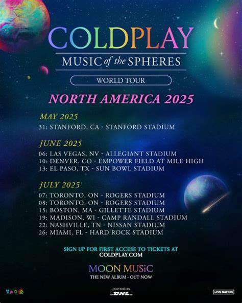 酷玩乐队宣布2025年北美夏季巡演日期,涵盖美国和加拿大多个主要体育场馆。本篇文章深度解析巡演详情,包括巡演时间、场馆介绍、票务信息及独家优惠,带您全面了解这场备受期待的世界级音乐盛事。
