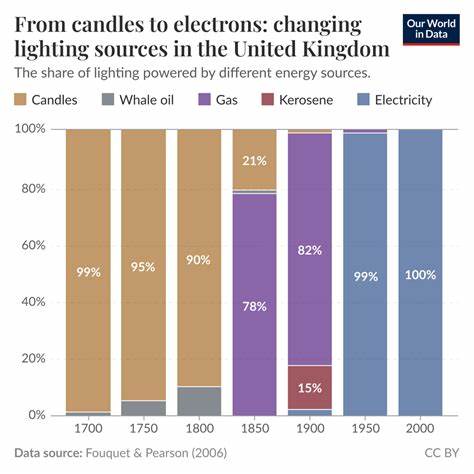 探寻英国照明技术的演变历程,从最初的蜡烛、鲸油到煤气灯、煤油,再到电力照明的普及,揭示照明方式变革背后的技术进步与经济影响,以及照明成本大幅下降对社会生活的深远影响。
