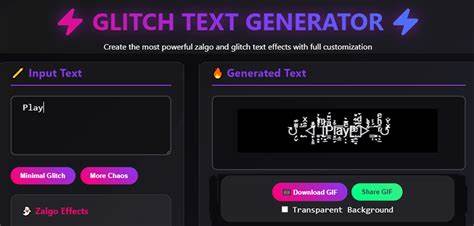深入了解GlitchText这款免费的在线文字生成工具,掌握如何利用Unicode组合字符创造颠覆传统的Zalgo与怪诞文字效果,提升游戏昵称、社交媒体内容及数字设计的独特魅力。
